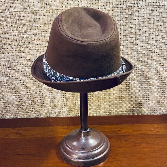 NWOT Brown Cotton Floral Band Fedora - Picture 6 of 8